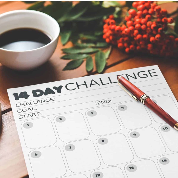 14-Day Challenge calendar